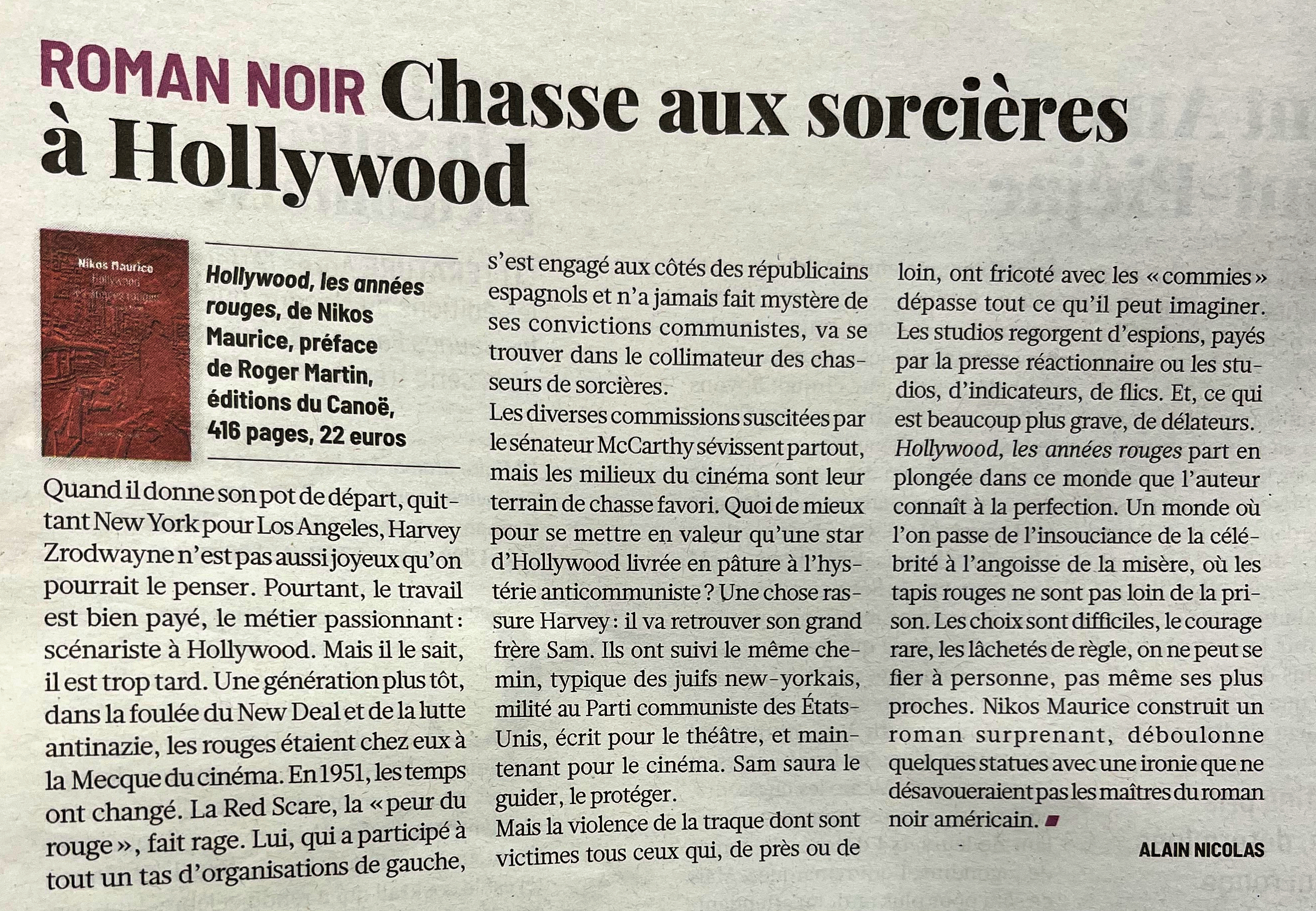 chasse aux sorcieres a hollywood  alain nicolas