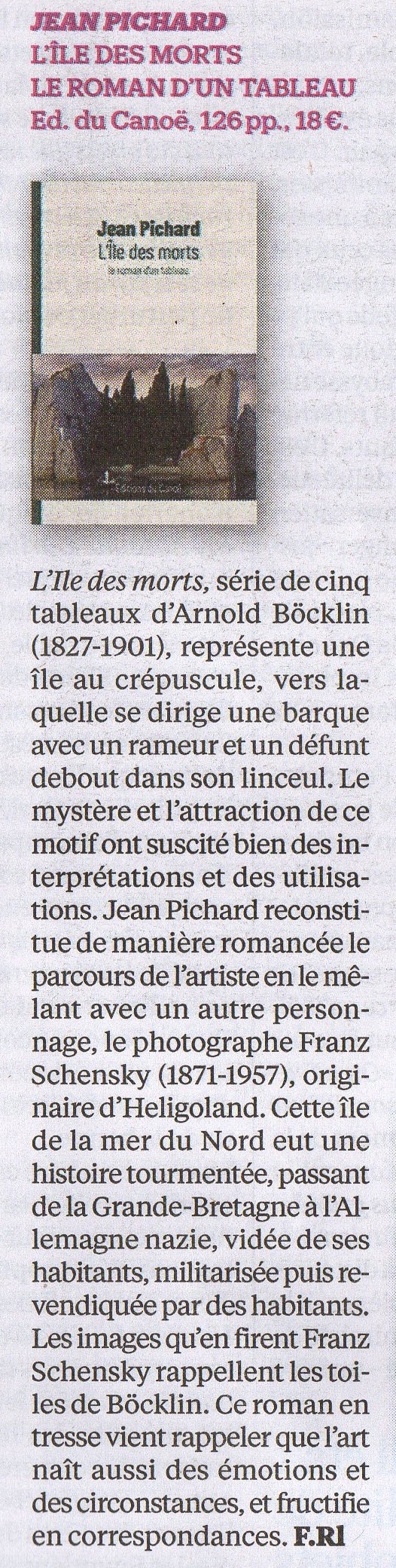 LIle des Morts par Frédérique Roussel dans Libération le 27 mars 2021